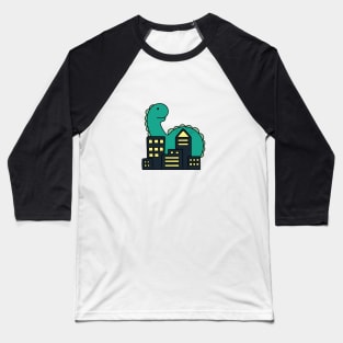 cute giant green monster brachiosaurus in the city Baseball T-Shirt